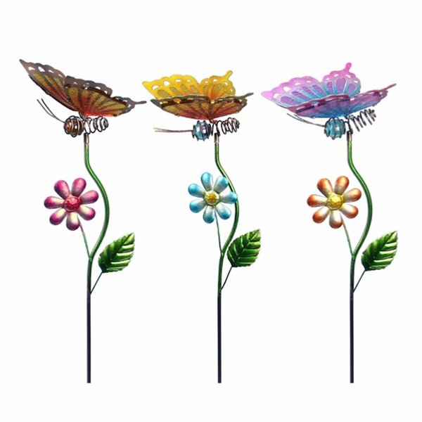 Patio Trasero Garden Butterfly Stake, Assorted Color - 3 Piece PA4262299